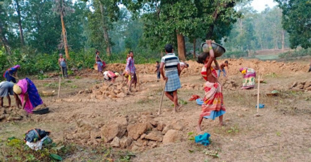 मरेगा के तहत काम करते मजदूर।