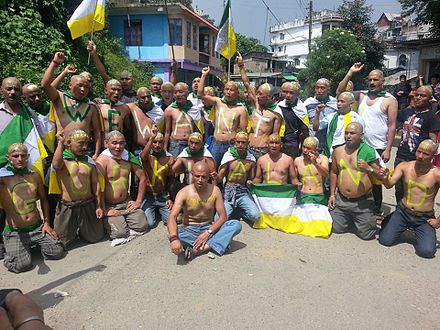 Gorkhaland supporters demonstrating in Darjeeling.
